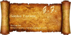Gasko Ferenc névjegykártya